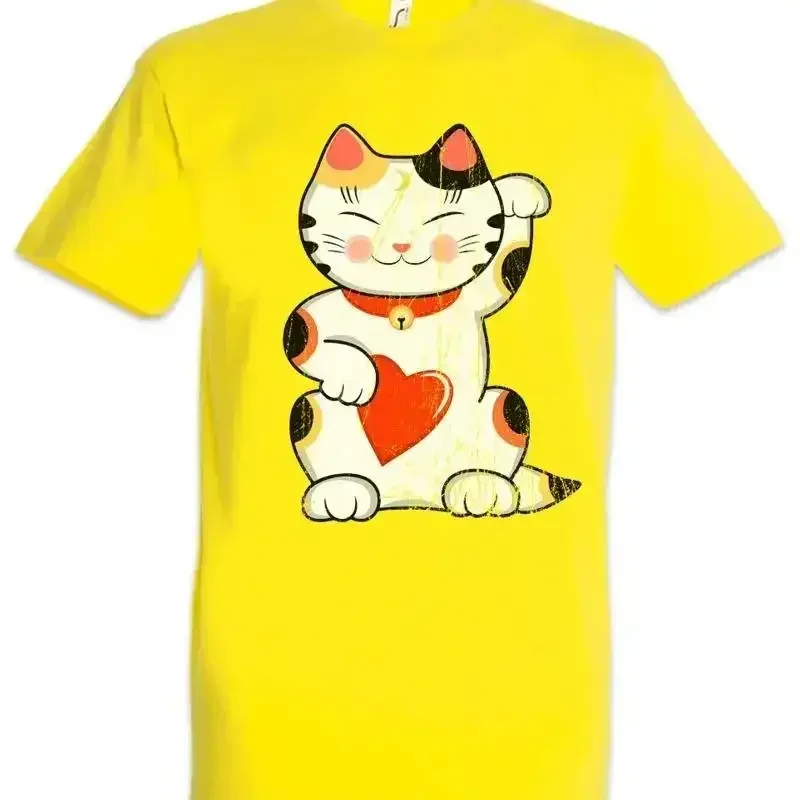 Maneki Neko II Manekineko Cat Cats Love Addicted Addiction T Shirt