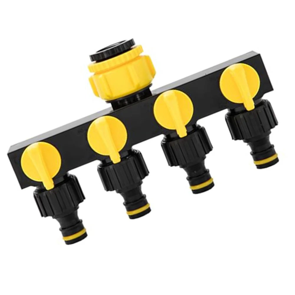 Outdoor Tap Manifold 4 Way Water Splitter Individual Flow Control Robust Abs Construction Independent Outlets For 1 Inch Hose