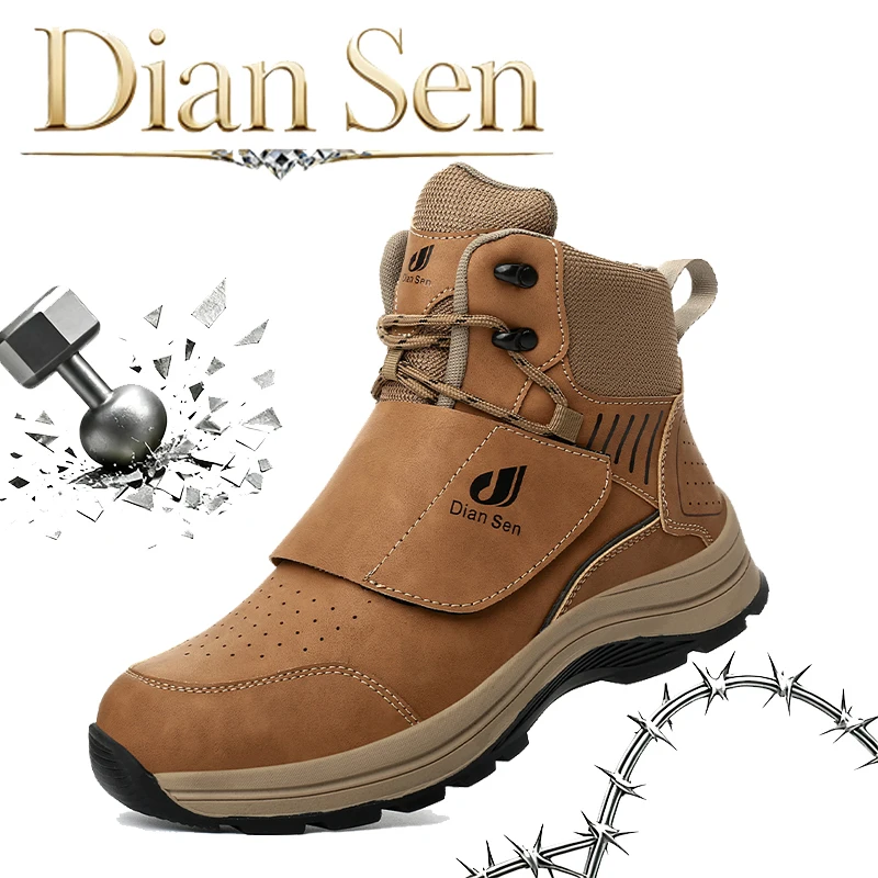 Construction Safety Shoes Men Waterproof Work Boots Anti-smash Steel Toe Shoes Puncture-Proof Indestructible Shoes Safety Shoes