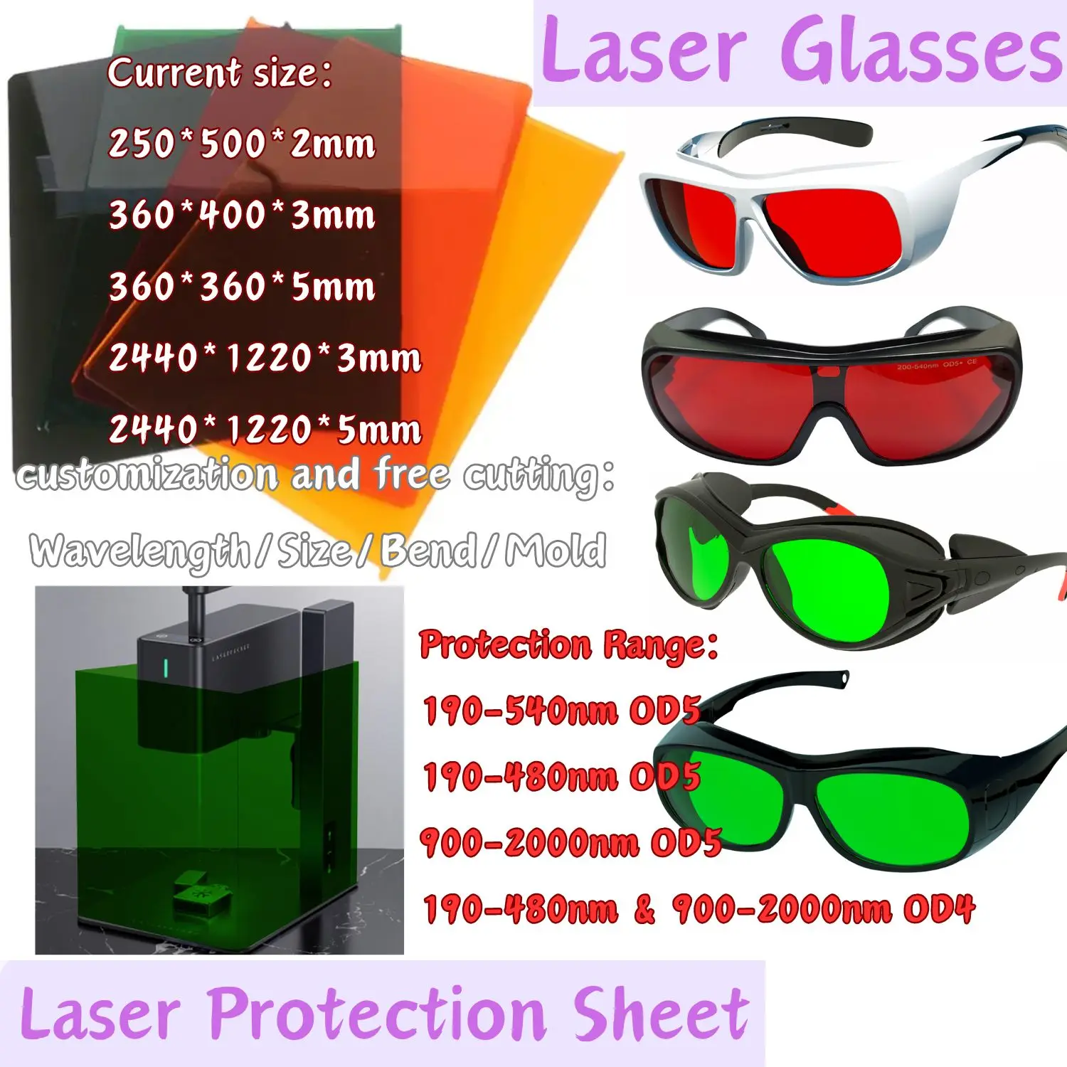 

Laser Protective sheet Laser protective shield acrylic laser protection lenses laserprotective windows Laser protective sheet