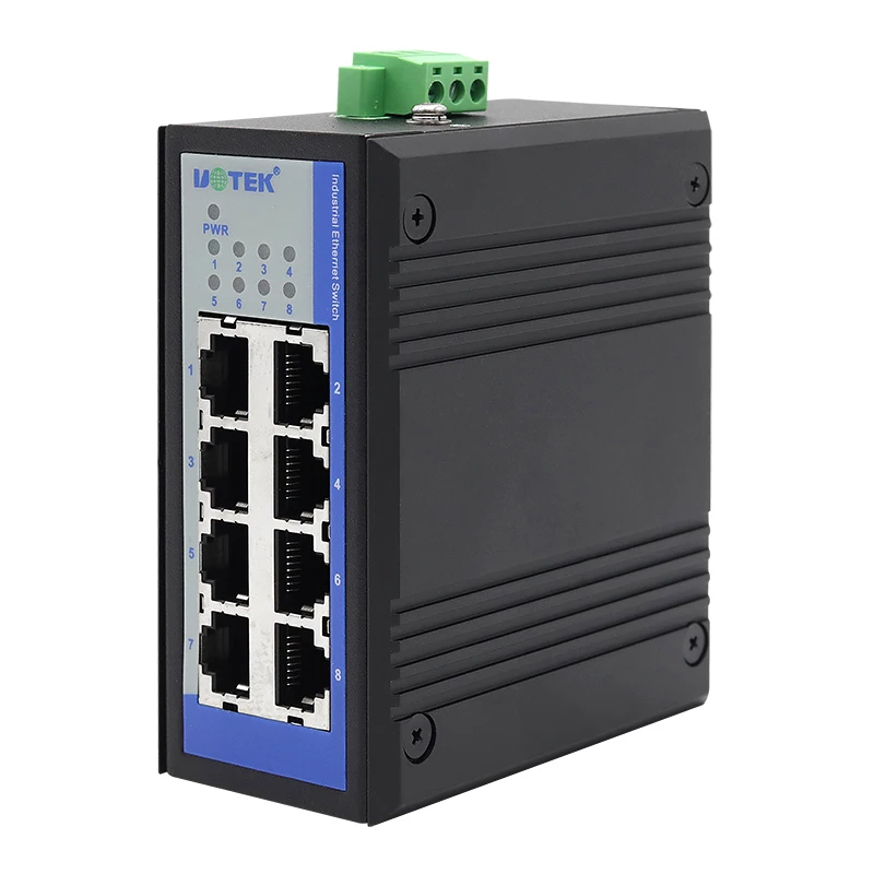 UOTEK 1000M Industrial Ethernet Switch Gigabit 8 Port RJ45 Network Unmanaged DIN-Rail Full Half Duplex Plug and Play UT-6408GC