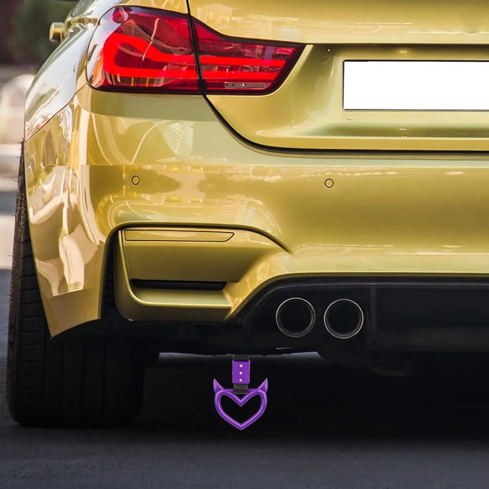 Rear BumperWarning Ring Ring Devil Heart-Shaped Car Hand Strap Creative Unique Easy To Install Rear BumperWarning Ring For Car