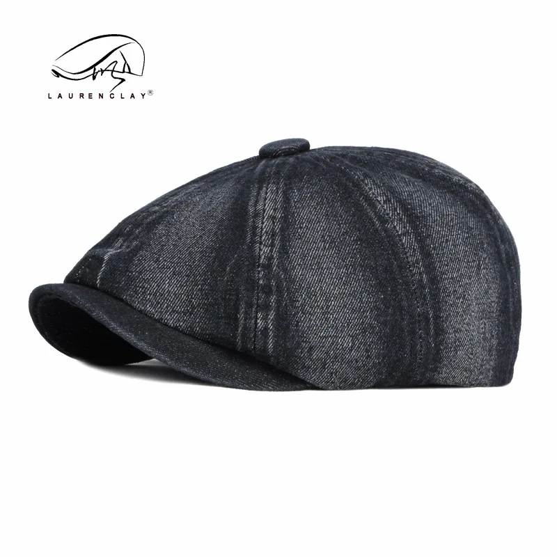 

Autumn New Washed Denim Octagonal Cap Female British Beret Artistic Duck Tongue Painter Cap Retro Newsboy Cap Male