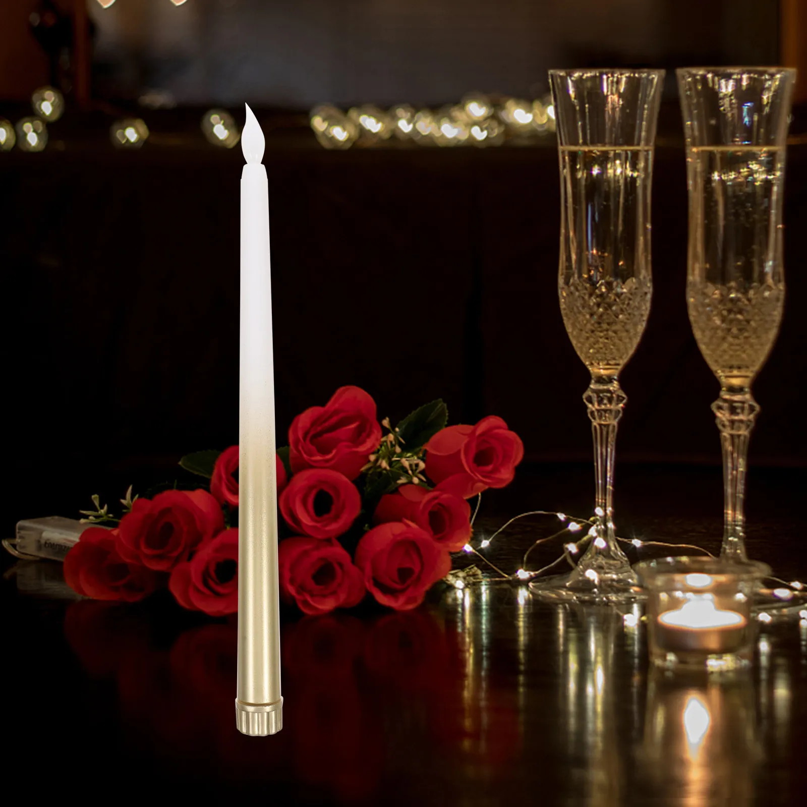 LED Flameless Taper Candles Long Rod Realistic Effect Safe Battery-Free Romantic Birthday Christmas Decor