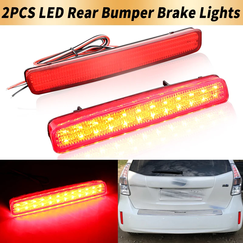 

2PCS Red/Smoked Lens Red LED Rear Bumper Reflector Brake Lights Tail Stop Lamps Canbus For Scion tC 2014-2016 Car Accessories