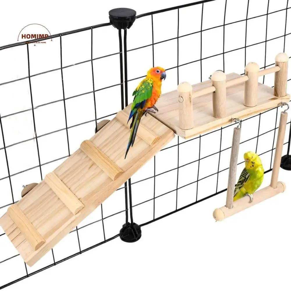 

Wooden Bird Perches Platform Natural Funny Bird Playing Gyms Exercise Stands Durable Bird Swing Climbing Ladder Pet Parakeet Toy