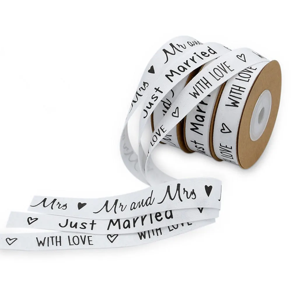 

1.5Cm Wedding Decoration Ribbon Premium Cotton Letter Design Gift Wrapping Party Craft Supplies Reusable Hanging Pendant Layout