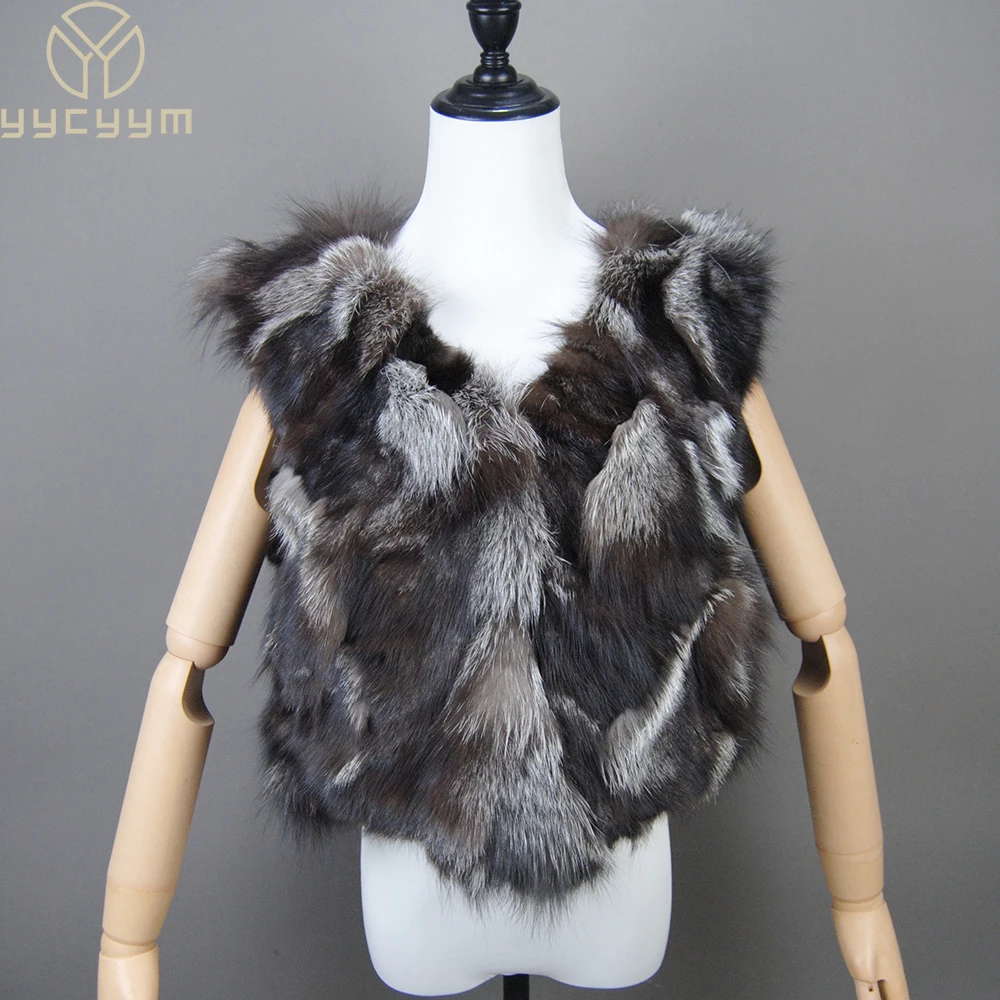 

2024 Fox Fur Gilet Real Fur Short Women Natural Winter Feminino Genuine Fur Vest Female Real Short Fur Vest Colete De Inverno