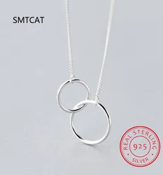 925 Sterling Silver Exquisite Double Circle Clavicle Chain Necklace Party Charm Jewelry For Christmas Gifts Colar de Prata