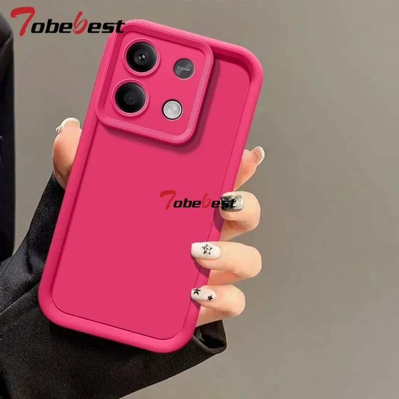 Solid Color Camera Lens Silicone Case for Xiaomi Redmi Note 14 13 12 11 11S 10 10S 9 8 7 5 Pro Plus 4G 5G Funda Back Cover