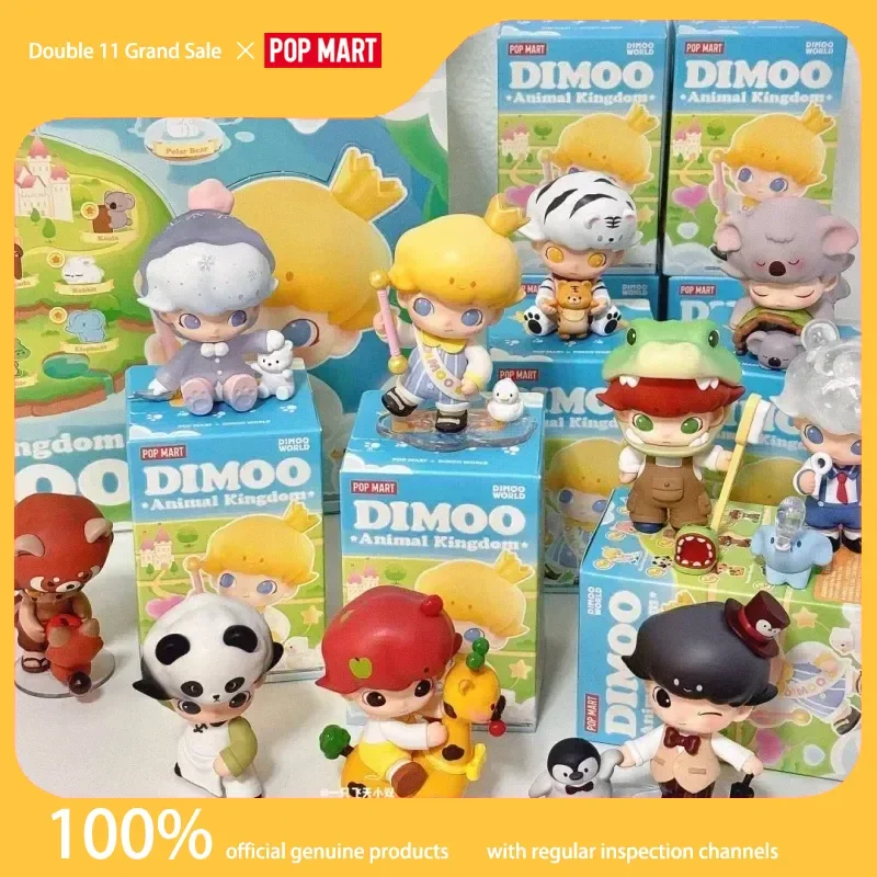 Pop Mart Dimoo Animal Kingdom Series Blind Box Toys Kawaii Anime Action Figure Cute Pvc Handmade Art Ornament Festival Gift