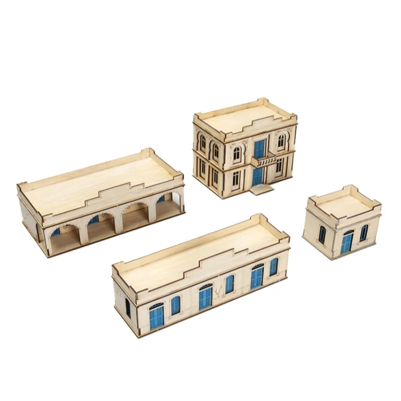 1/72 Scale Middle Eastern Urban Wooden Assembly Puzzle Model DIY Handmade Gift