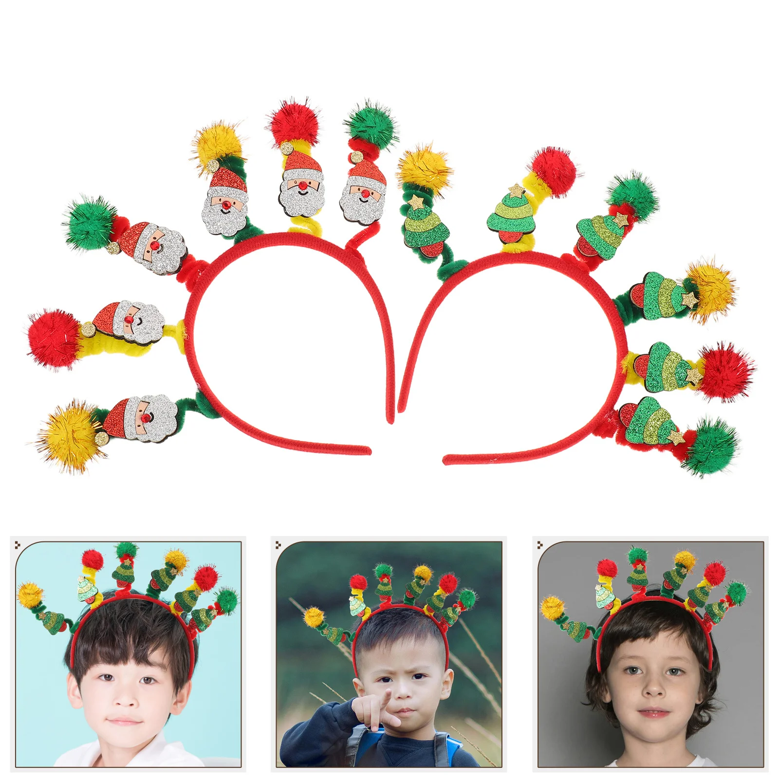 

2Pcs Christmas Headbands Colorful Spiral Hair Hoops for Festival Party Wear Creative Holiday Accessories Dress