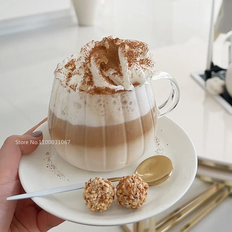 투명 유리 커피 머그잔, 아침 식사 머그잔, 라떼 컵, 고 붕규산염 유리 컵, 맥주, 우유, 물, 칵테일 마시는 머그잔, 로트당 4 개