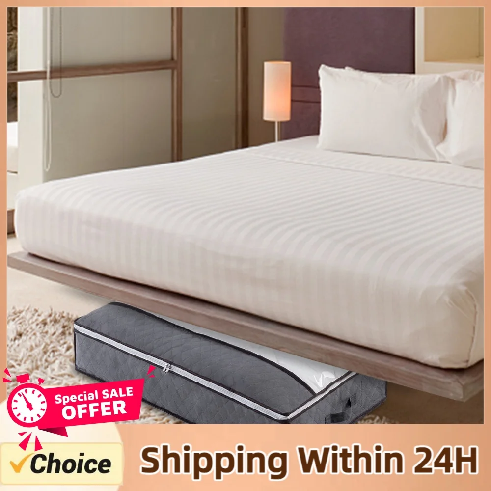 Underbed Clothes Storage Bag Foldable Blanket Organiser with Clear Window Large Capacity with Zipper & Handle for Sundries Shoes