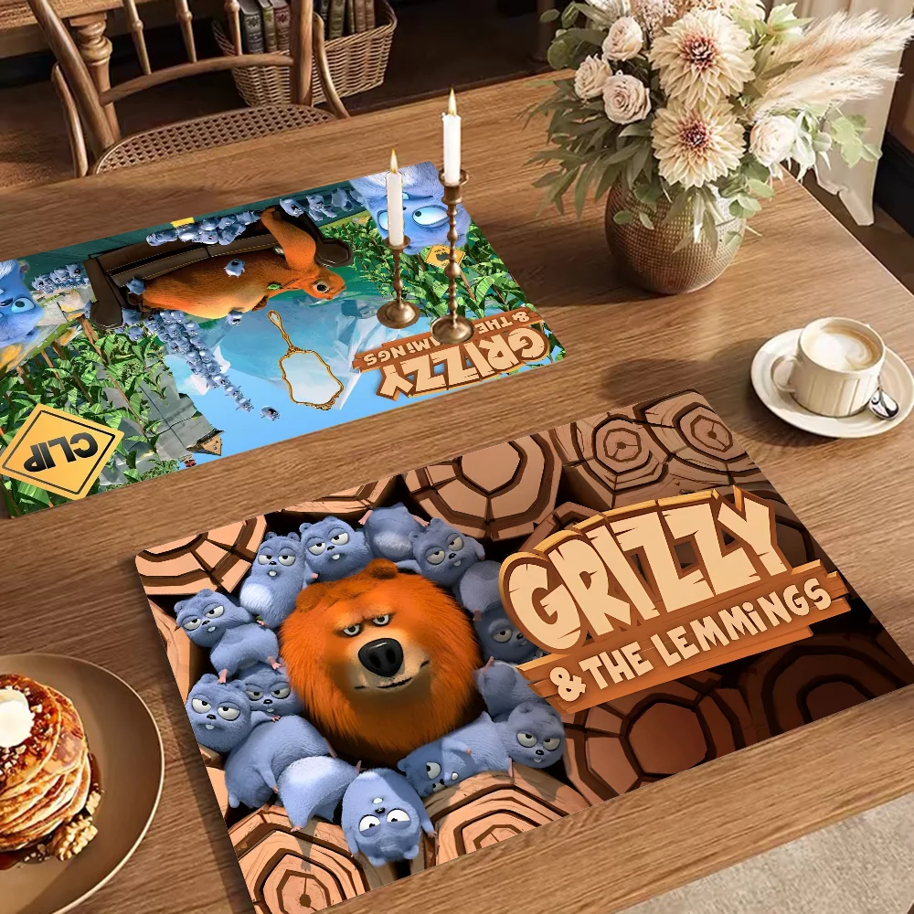 Grizzy And The Lemmings Coffee Dish Quick Drying Kitchen Absorbent Drained Placemat for Table Bathroom Kitchen Draining Pads