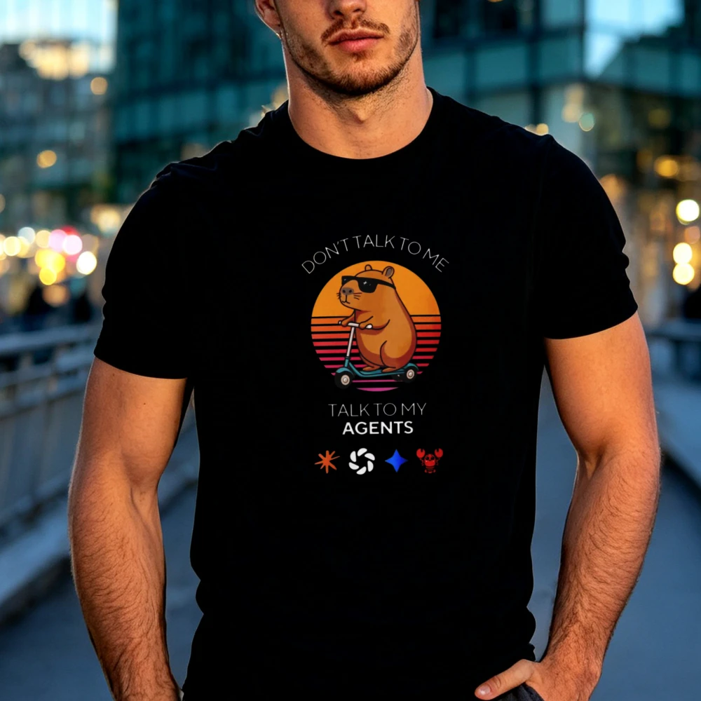 Funny AI Agents T-Shirt Capybara Tech Humor Tee Software Engineers Coders & AI Lovers Print Tees Don't Talk To Me Capybara Tops