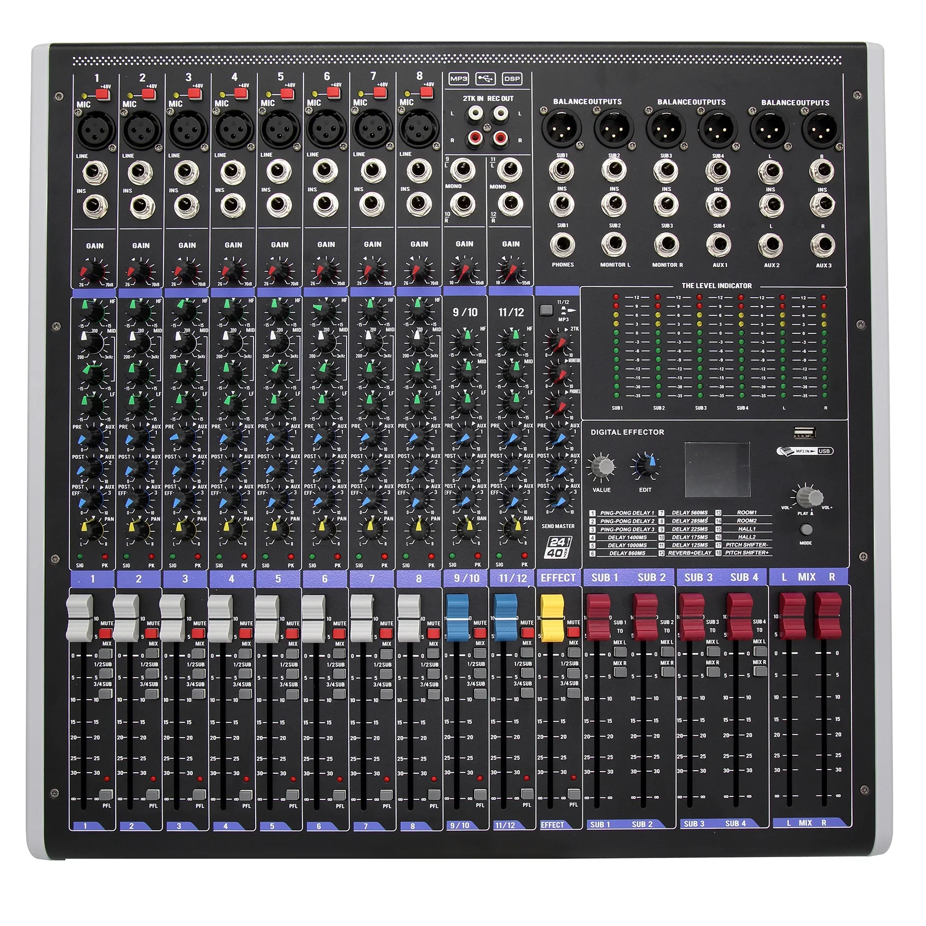 

professional audio mixer 12 Channel 4 group digital effector DJ Controller/Audio Sound Equipment party mixing console wm1204