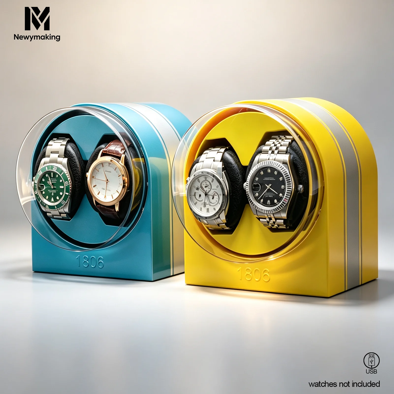 Automatic Watch Winder Box 2 Slots Rotating Watch Winder USB Powered Watch Display Case for Men's Watch Storage Organizer