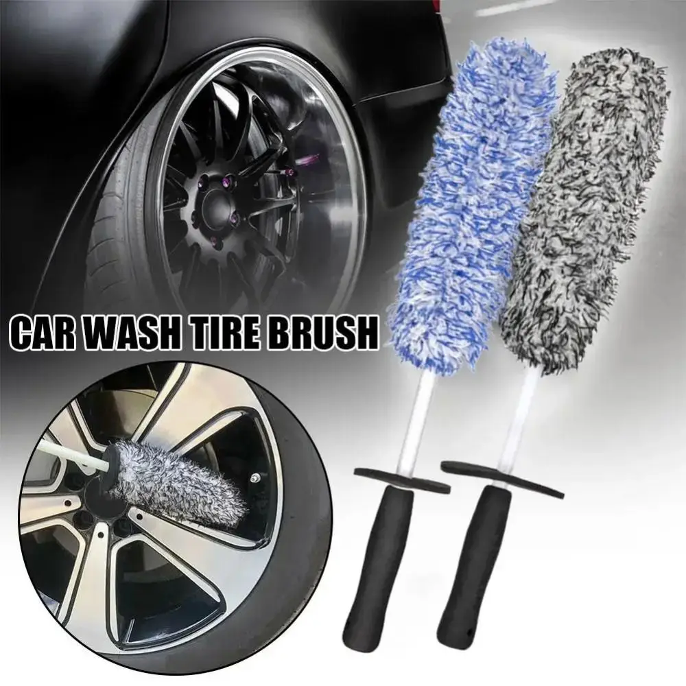 1Pcs Microfiber Car Wheel Brush Easy To Cleaning Rims Spokes Non-Slip Handle Tire Cleaning Brushes Car Accessory Car Wash