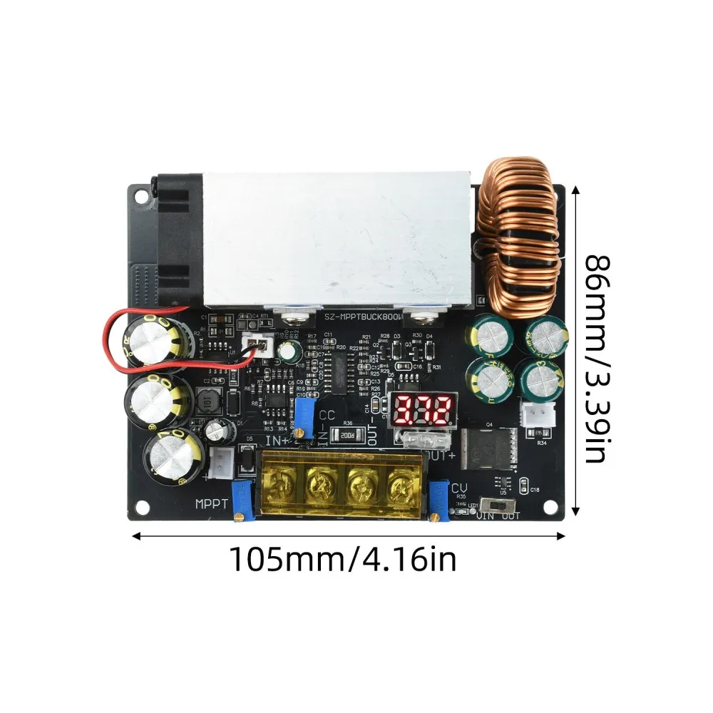 MPPT Solar Charge Controller for Lithium Battery Solar Panel 18-90V Input 800W Step Down Module 0-25A Adjustable 2-60V Output