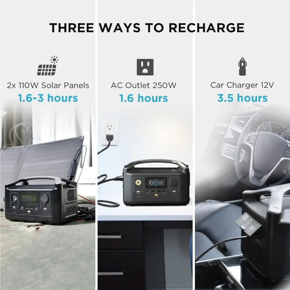 Imagem -05 - Rio-estação de Energia Portátil de Carregamento Rápido Gerador Solar Silencioso Lanterna Led 3x600w Peak 1200w ac Outlets 288wh