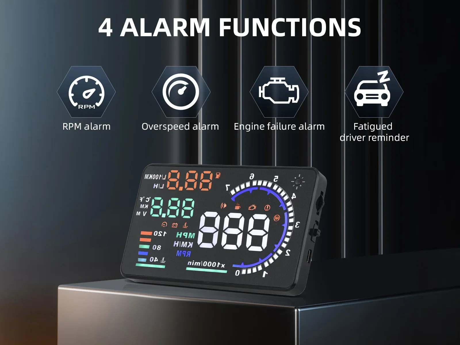 Auto Head-Up-Display RPM Tachometer A8 OBD HUD Head-up-Display Tachometer mit Geschwindigkeitswarnung Auto Elektronik Zubehör – Detail 6
