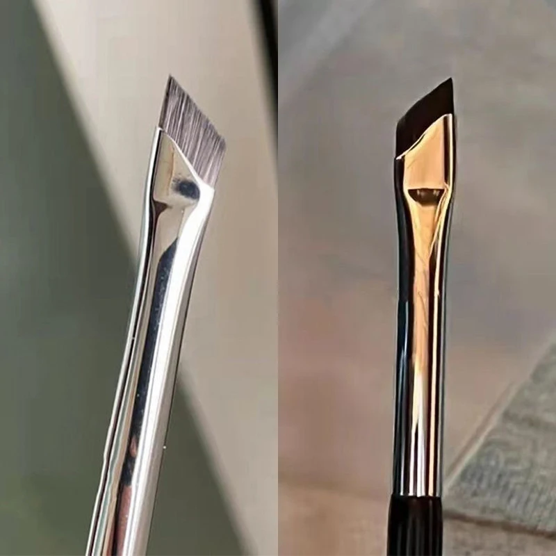 2pcs Angled Blade Brush Professional Makeup Tool Eyeliner Eyebrow Sleeper Eyelid Ultra Thin Fine Flat Lower Puff Women Beauty