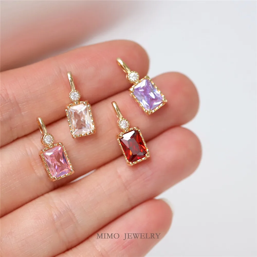 

Exquisite Combination of Round Zirconia Rectangular Charm Pendants 14K Gold Plated Brass Jewelry Making Supplies Diy Accessories