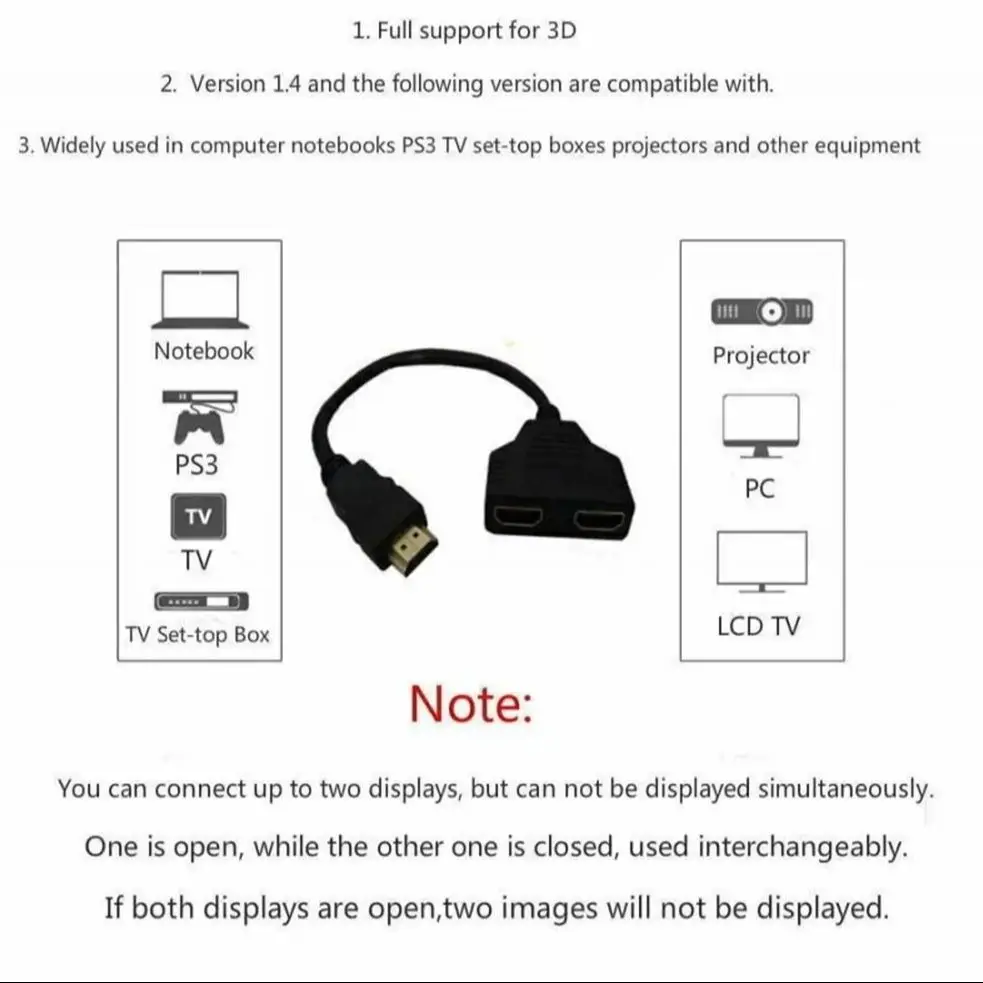 HDMI-متوافق الفاصل كابل الفيديو التبديل محول الناتج محور X صندوق PS3/4 DVD HDTV PC لأجهزة الكمبيوتر المحمول التلفزيون HD 1080P 1 المدخلات 2 خارج