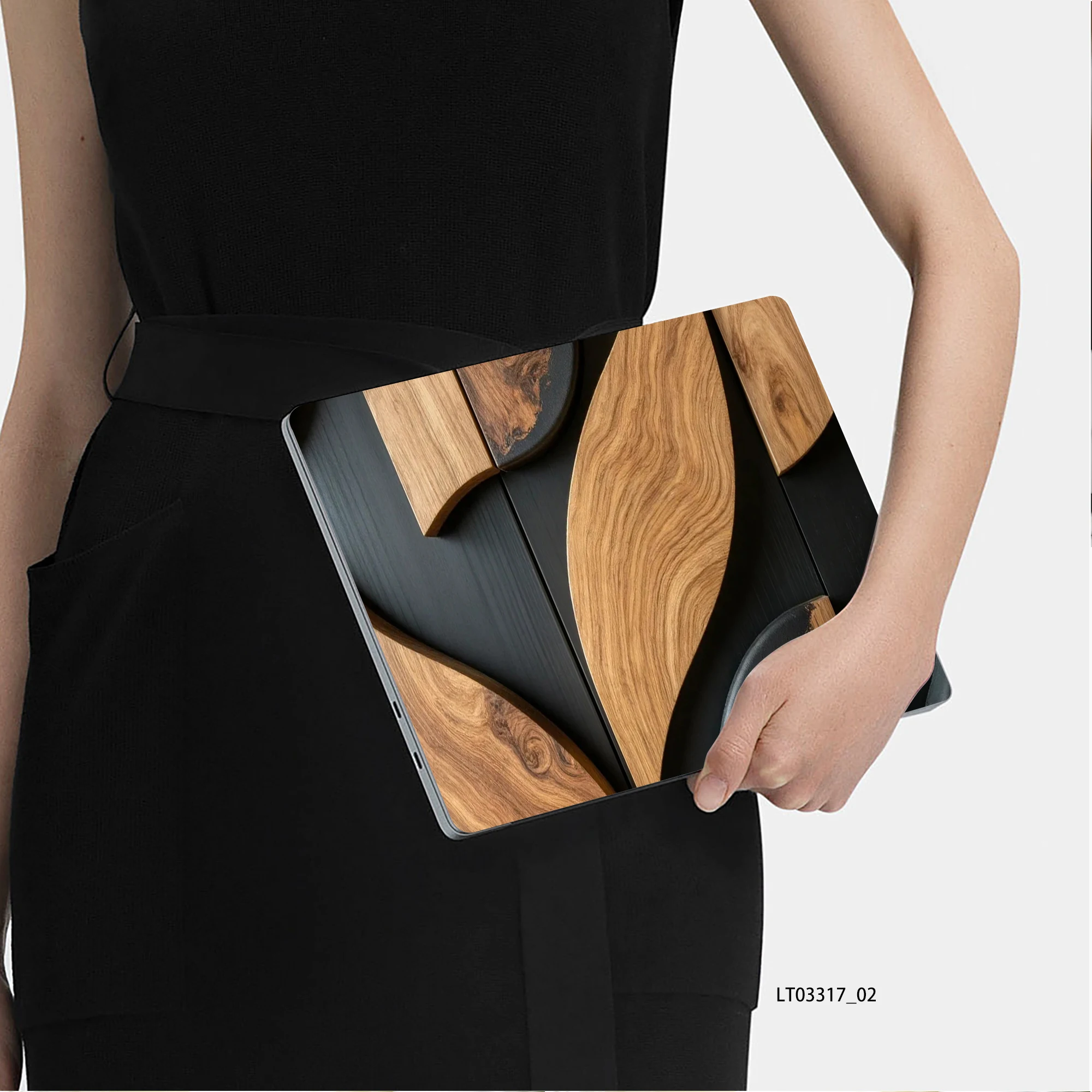 Dark Wood Wave Pattern Laptop Skin, Removable Anti-scratch Decal for MacBook Air Pro HP Dell Lenovo Asus