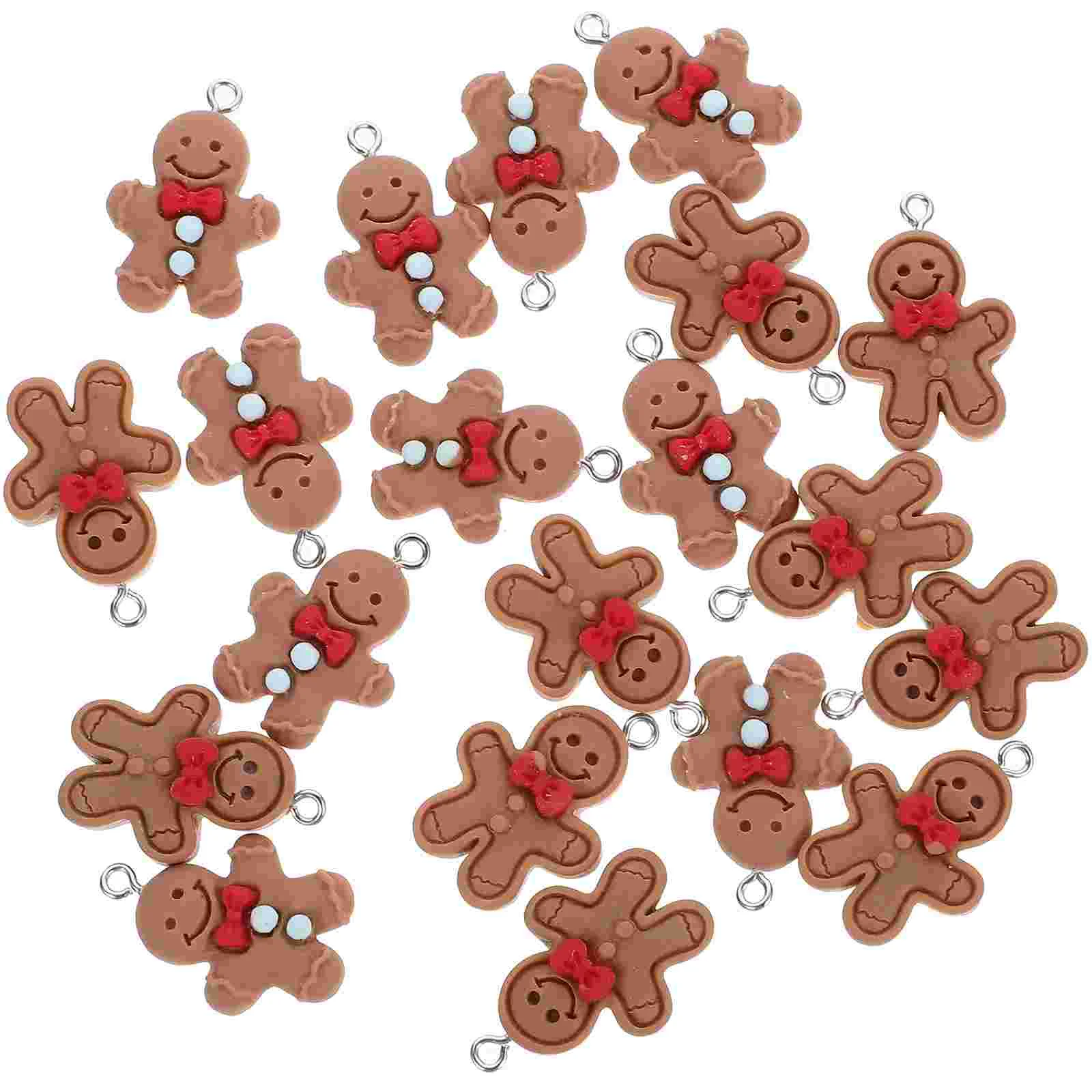 

20 Pcs Bracelet Ornaments Gingerbread Man-shaped Accessories Hanging Decors Dangle Earrings Baby for DIY Charm Resin Pendants