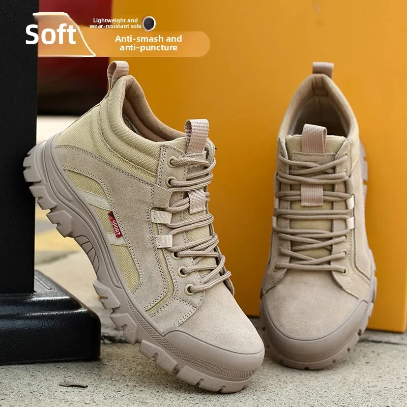 جلد البقر المدبوغ الرجال أحذية حماية العمل جلد البقر المدبوغ أحذية سلامة العمل غطاء صلب لأصبع القدم غير قابل للتدمير المضادة للانزلاق الذكور الأحذية