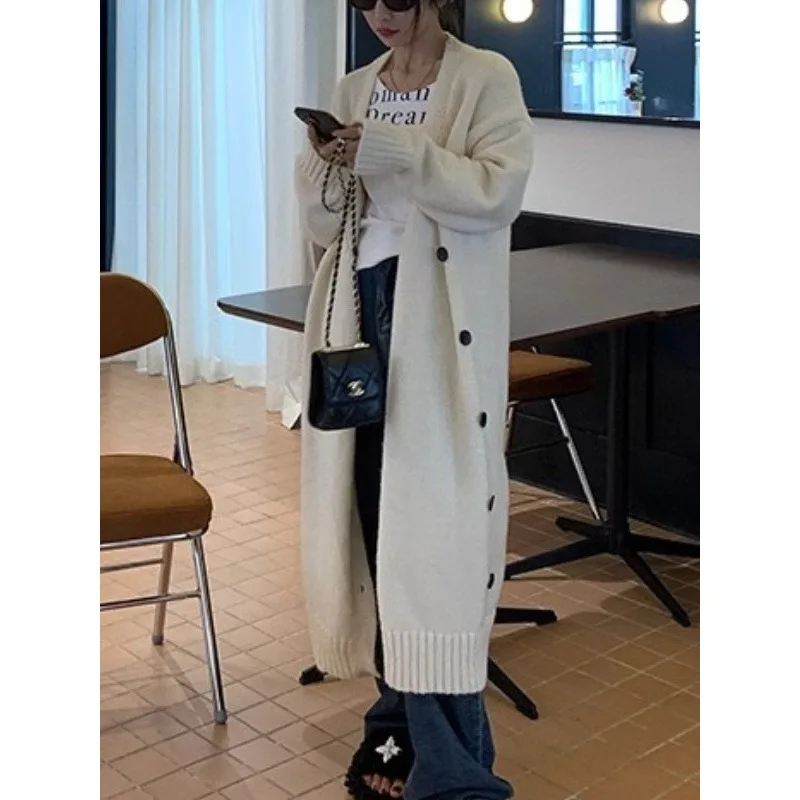 

Autumn Winter New Arrival Comfortable Fashion Loose Fit Long Knitted Cardigan Women's Sweater Coat Lazy Style Casual Wear