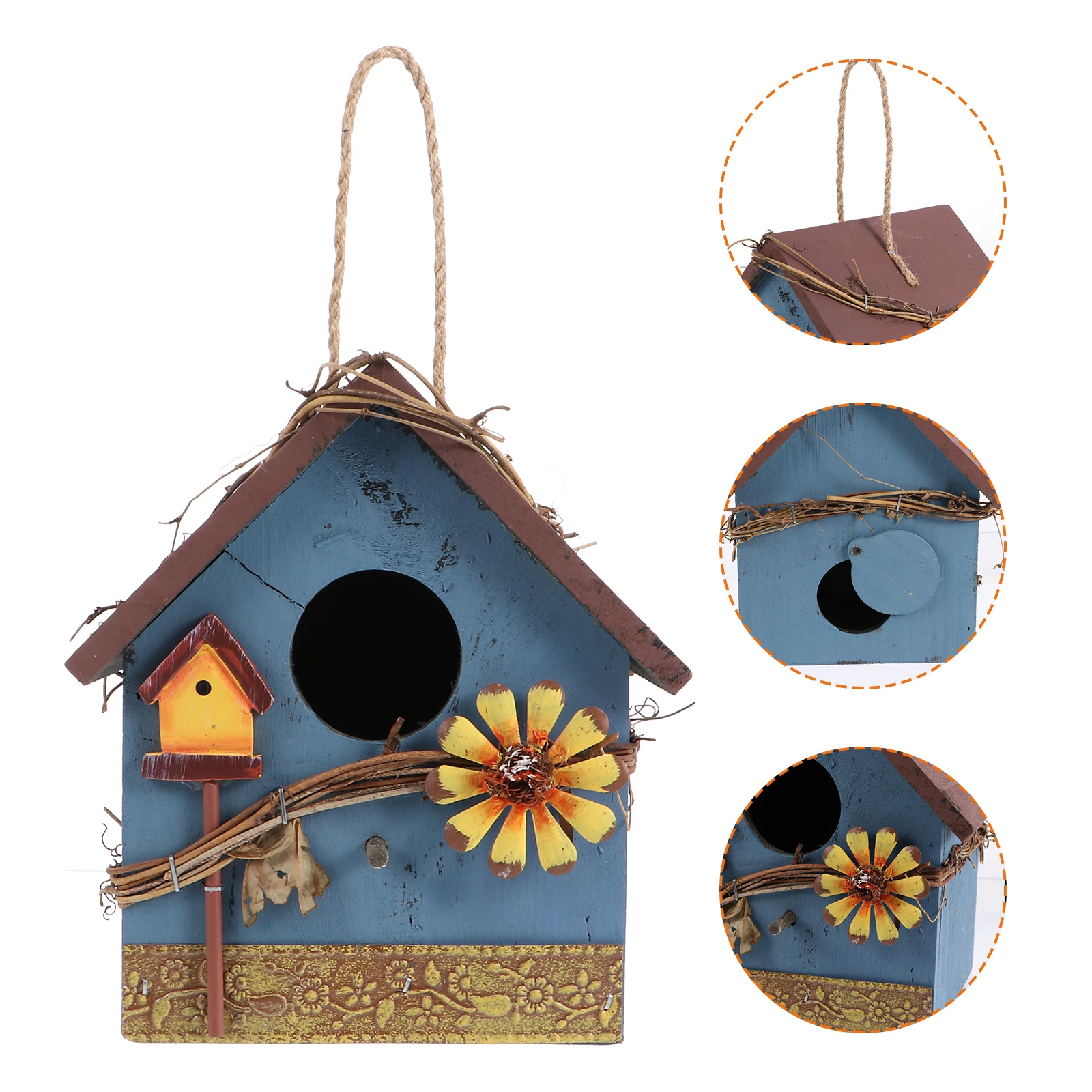 

Wooden Bird House Feeder for Backyard Garden Unique made Parrot House Outdoor Pet Supplies Wild Birds Nesting