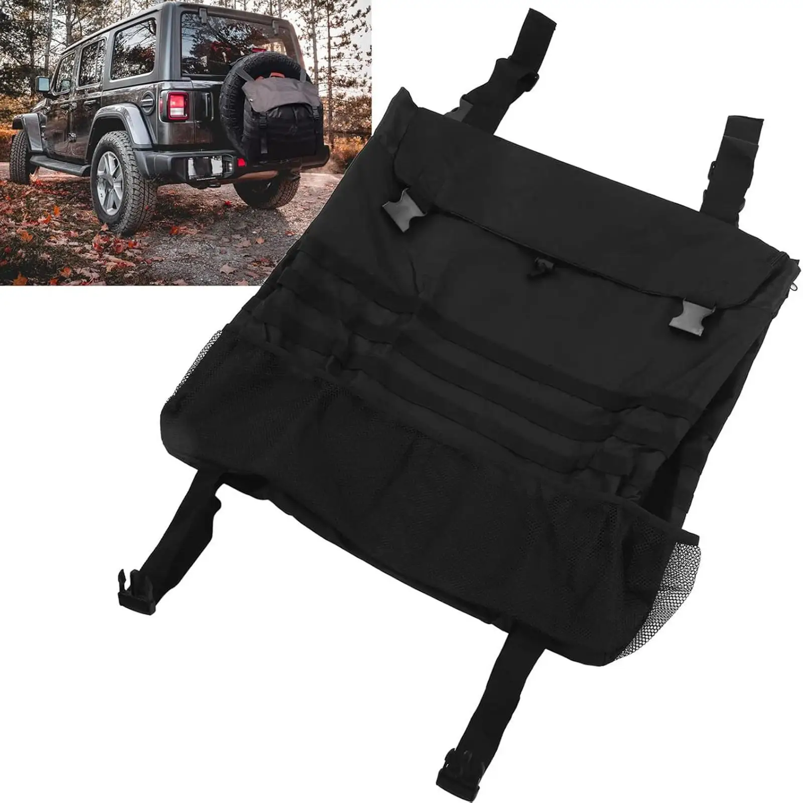 

Car Tailgate Trash Bag Oxford Cloth Storage Practical Organizer Adjustable for Spare Tire and Camping Tools