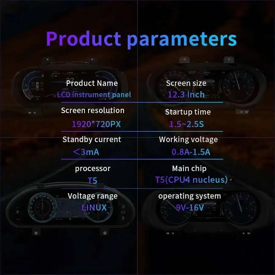 مجموعة أدوات LCD الذكية Linux لـ Maserati Ghibli 2014-2023 ترقية عداد السرعة عالي الدقة مع عرض الملاحة الخريطة