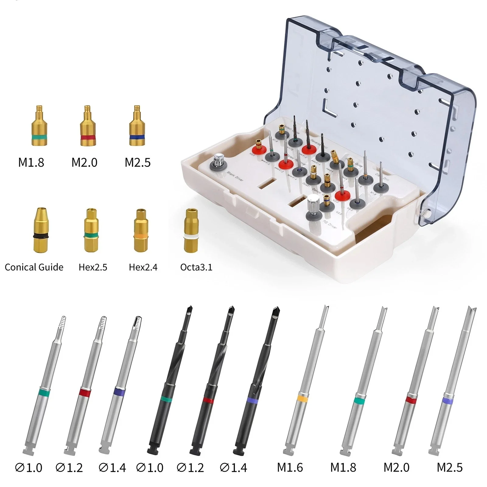 Dental Universal Implant Screw Removal Kits Screw Drivers Autoclavable Tool Kit