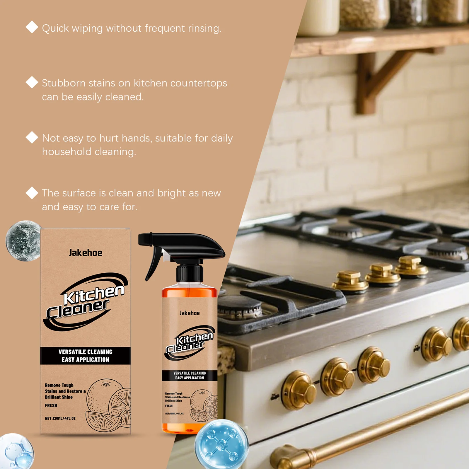 

Commercial Kitchen Cleaning Spray Degreaser Multi-surface, Streak-free Shine. Heavy-Duty Kitchen Cleanup