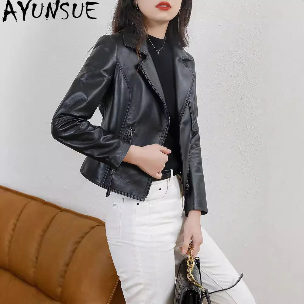 AYUNSUE Vera Giacca di Pelle da Donna 2025 100% Pelle di Pecora Cappotti da Donna Nuovo in Capispalla Primavera Autunno Vestiti Jah Σха Ж Dienха Ж Dön Disfrutecud