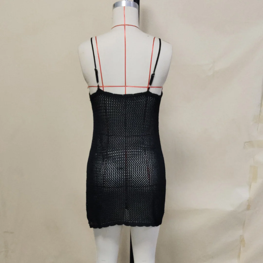 3 Farben, rückenfreies, gehäkeltes, gestricktes Tunika-Strandkleid, Strandmode, Damen-Strandkleid, Strandüberwurf, Damen V5632 – Detail 9