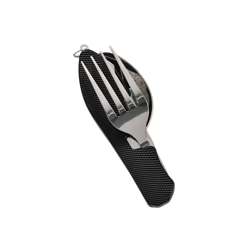 Conjunto de Utensílios de Camping Dobrável Multifuncional, Combo de Faca, Garfo e Colher em Aço Inoxidável para Piqueniques ao Ar Livre