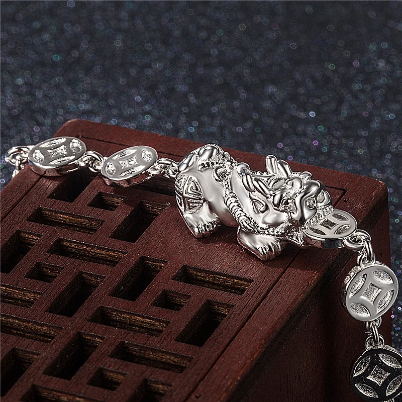 Retro Hollow Coin Wealth Divine Beast Pixiu Bracelet For Men Jewelry 2024 Lucky Male Bracelet  Gift Blessing