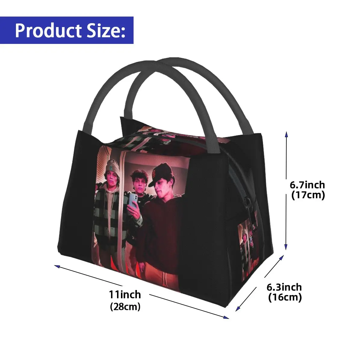 Sturniolo-Triplets Lunch Box Bento Isolado, Tote de Piquenique Portátil, Refrigerador, Bolsa Térmica para Mulher, Crianças, Escola