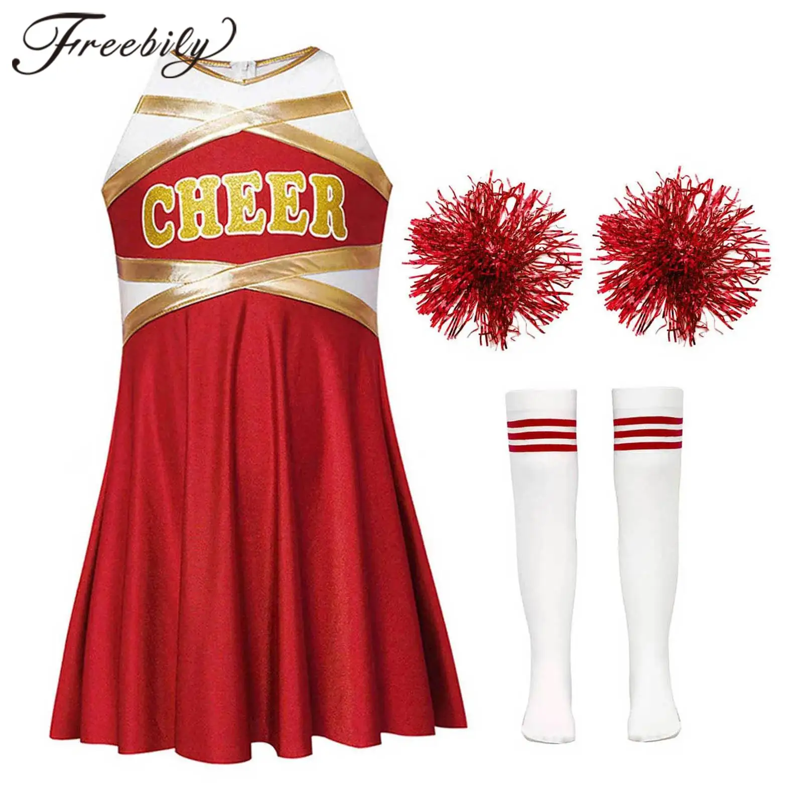 Children Cheerleading Uniforms School Girl Cheer Dance Outfit Kids Girls Cheerleader Costume Team Wear Cheerlead Uniforms