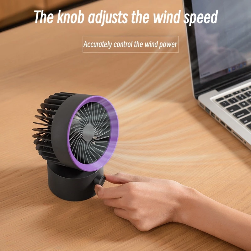 Desktop Small Fan Portable Air Circulating Fan 2000mAh USB Charging Cooling Fan Rotary Ventilator for Home Office Outdoor Summer