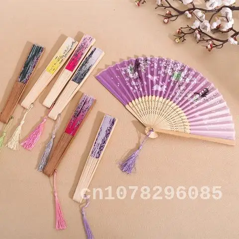 

Vintage Chinese Style Folding Fan, Dance Hand Fan, Japanese Plain Pattern Art Craft Gift, Home Decoration Ornaments, New