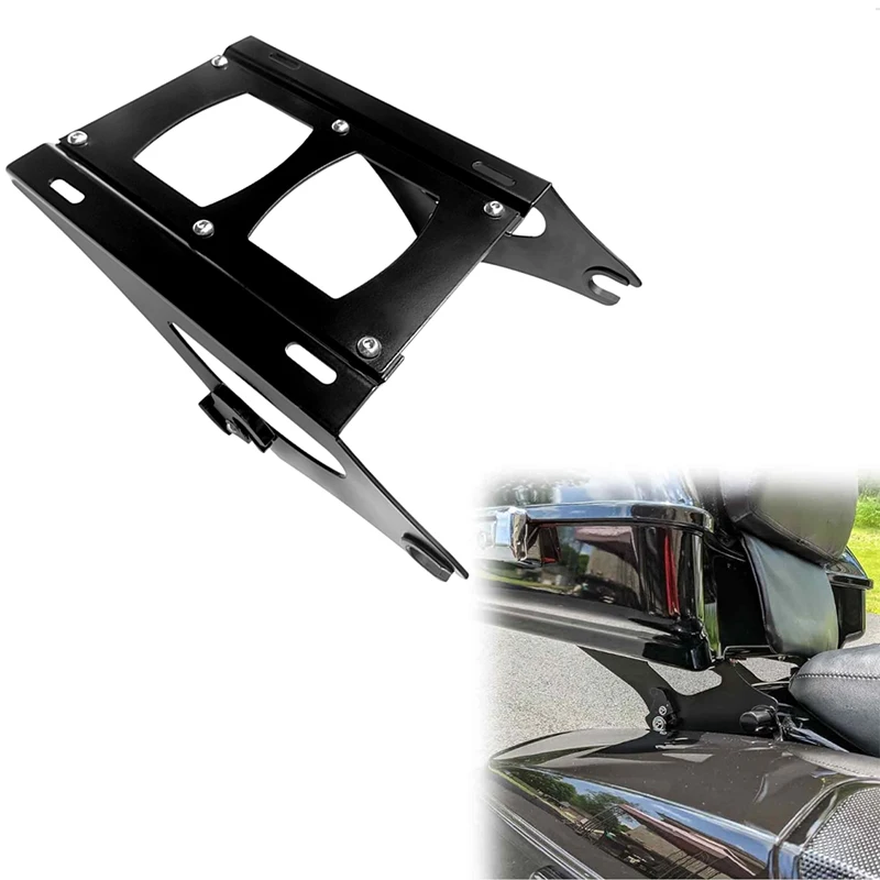 Detachable 2 Two Up Tour Pak Pack Mounting Luggage Rack with Harley Touring Road King Street Glide Road 2014-up,Black/Chrome