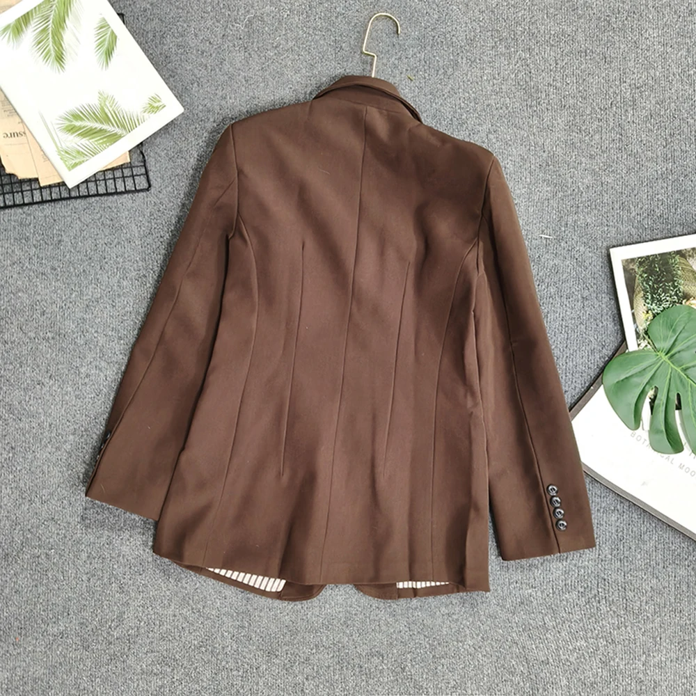 TWOTWINSTYLE Korean Style Solid Loose Blazers For Women V Neck Long Sleeve Spliced Button Autumn Casual Jacket Female SJA067504