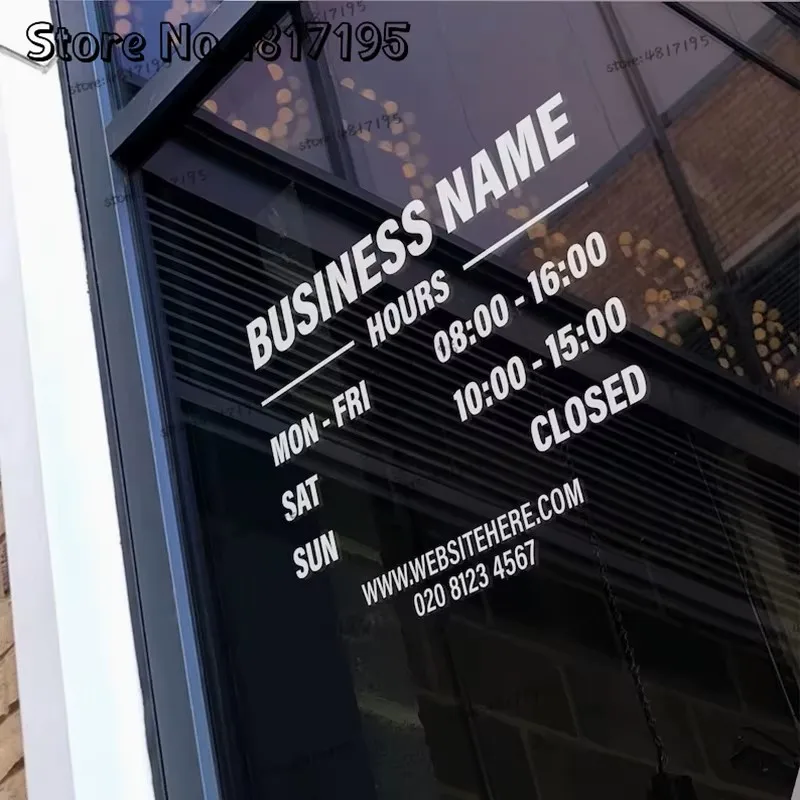 Custom Opening Hours Business Name Time Shop Open Hours Sticker Personalized Business Hours Window Decals Business Open Sticker